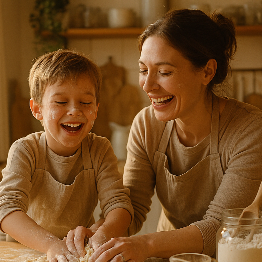 kid cooking with mom making memories