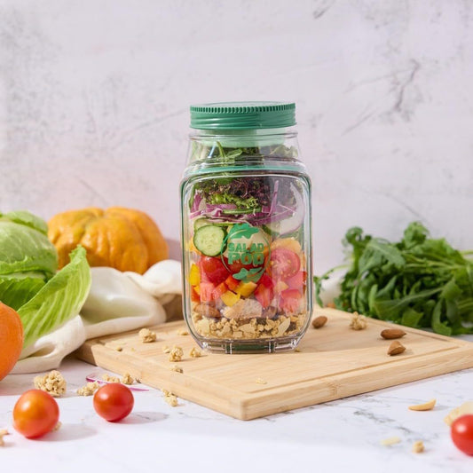 Leak-Proof Salad Jar with Built-In Dressing Bowl